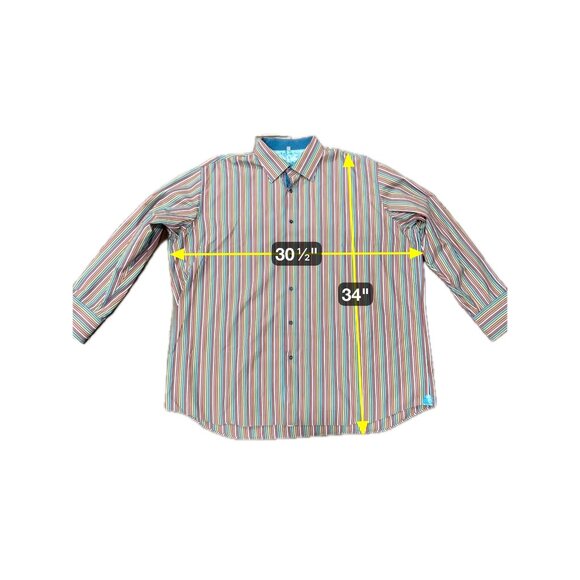 Visconti Uomo Striped Long Sleeve Button Front Shirt Multi Sz 3XLB Rainbow Work - Picture 7 of 10